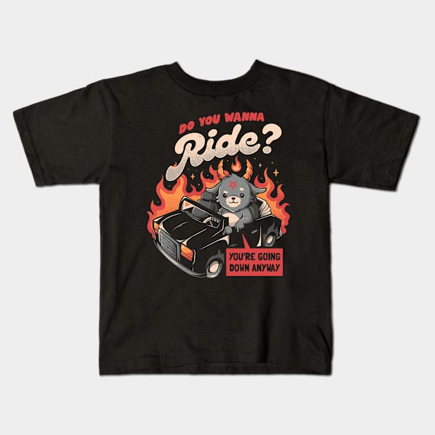 Ride to Hell - Funny Evil Creepy Baphomet Gift Kids T-Shirt by eduely